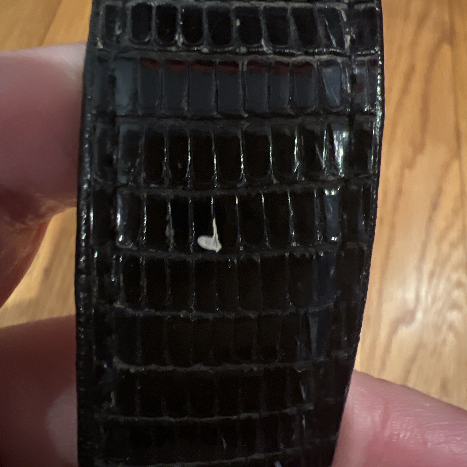 L.F.B. Black Lizard Skin Belt Self Locking Buckle Vintage 42”