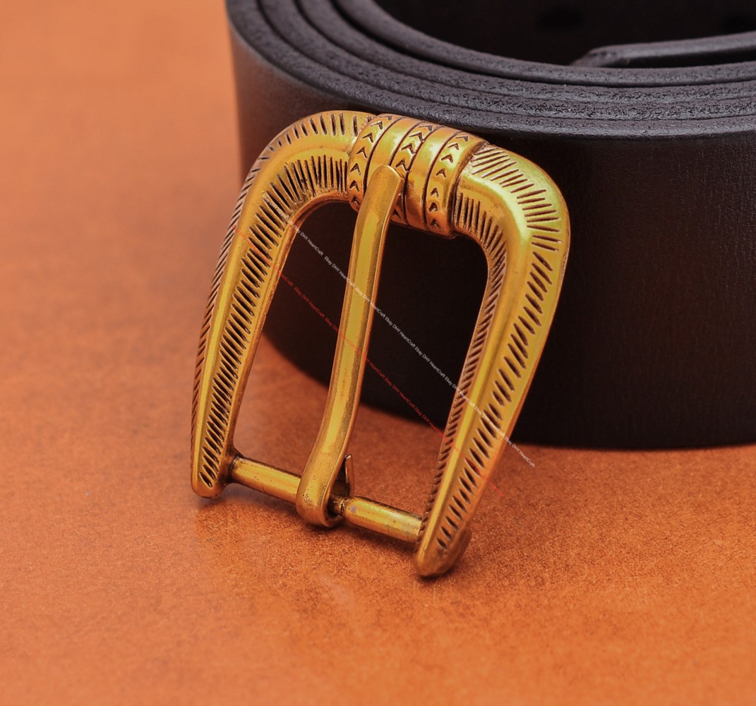 25MM Gold Plated Western Cowboy Prong Leathercraft 3-Piece Set Pin Belt Buckle