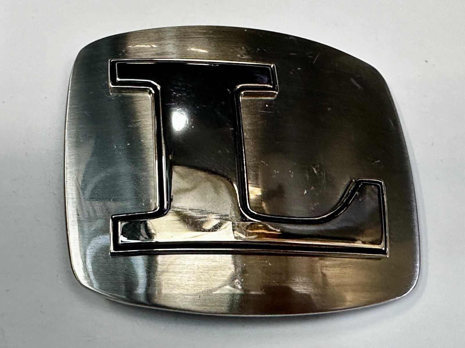 Custom Initial Letter L Silver Tone Outlined Reflective Men Women Belt Buckle