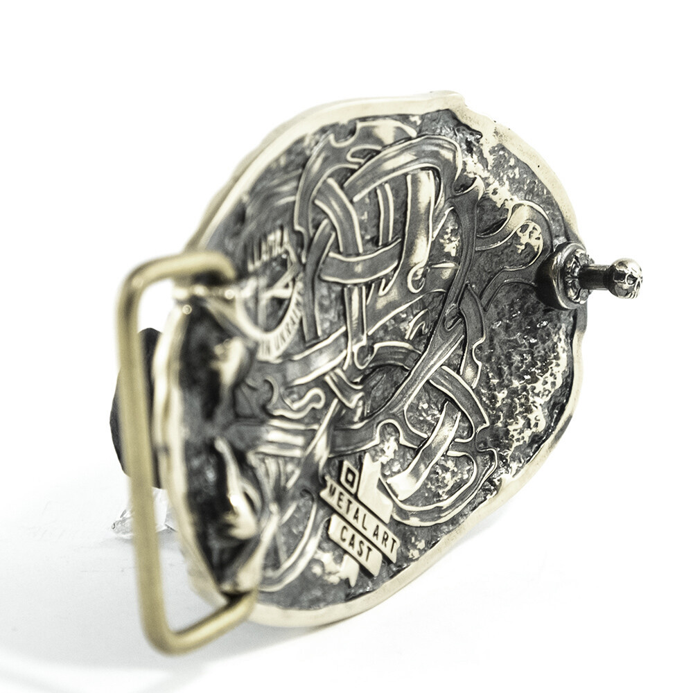 Viking warship Drakkar german silver buckle, Scandinavian Nordic Celtic warrior