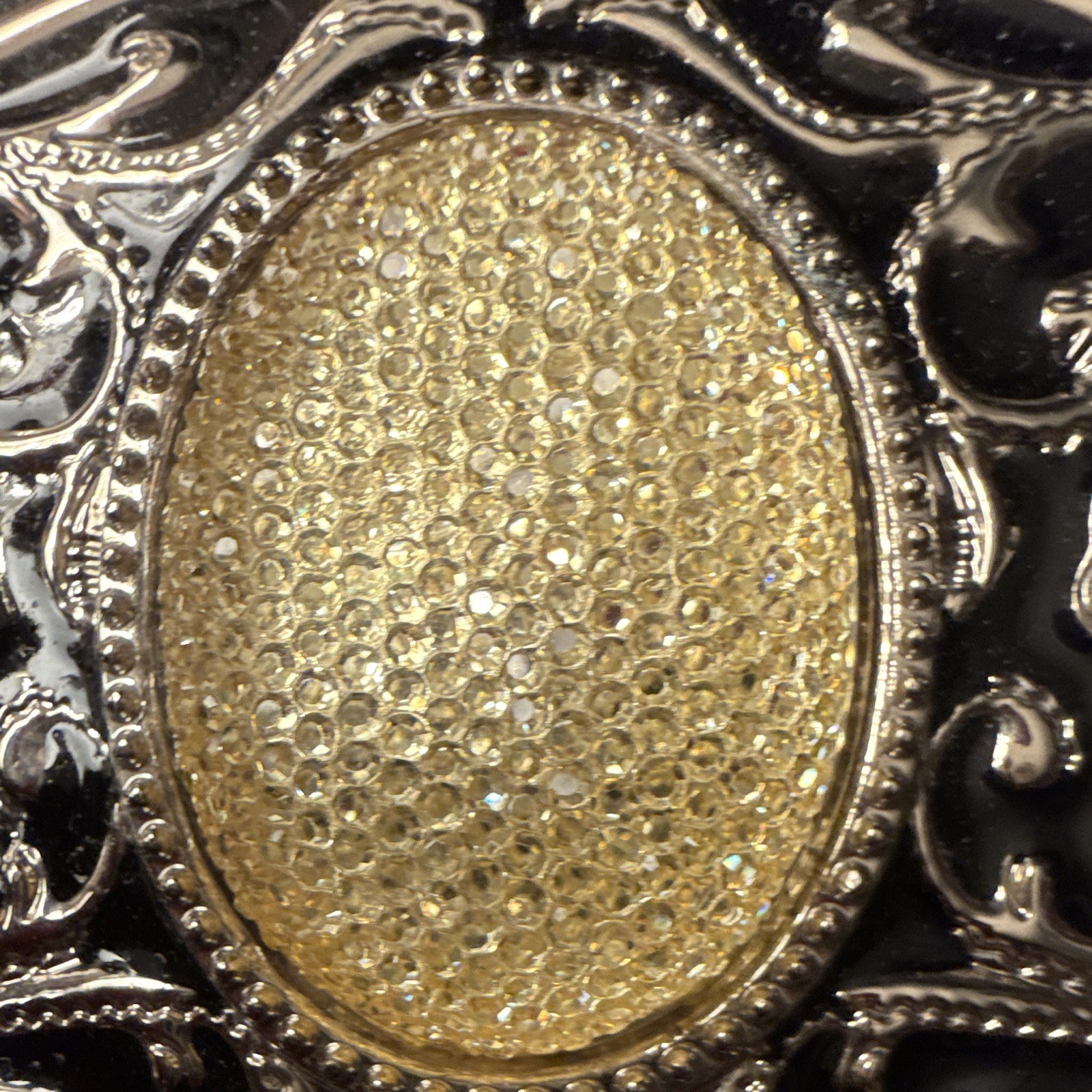 Men&rsquo;s Western Oval Metal Belt Buckle Floral Scroll Silver/Gold Tone Fits 1.5&Prime;