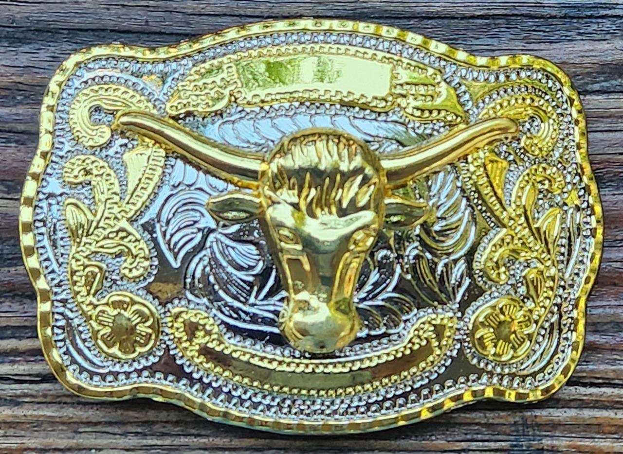 NEW BULL HEAD LONG HORN GOLD SILVER WESTERN COWBOY RODEO BELT BUCKLE