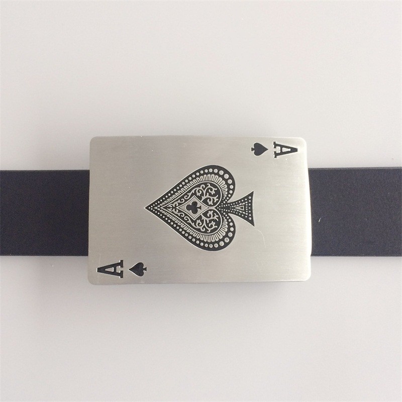 Antique Brushed Silver Black Enamel Casino Rectangle Belt Buckle also US Stock