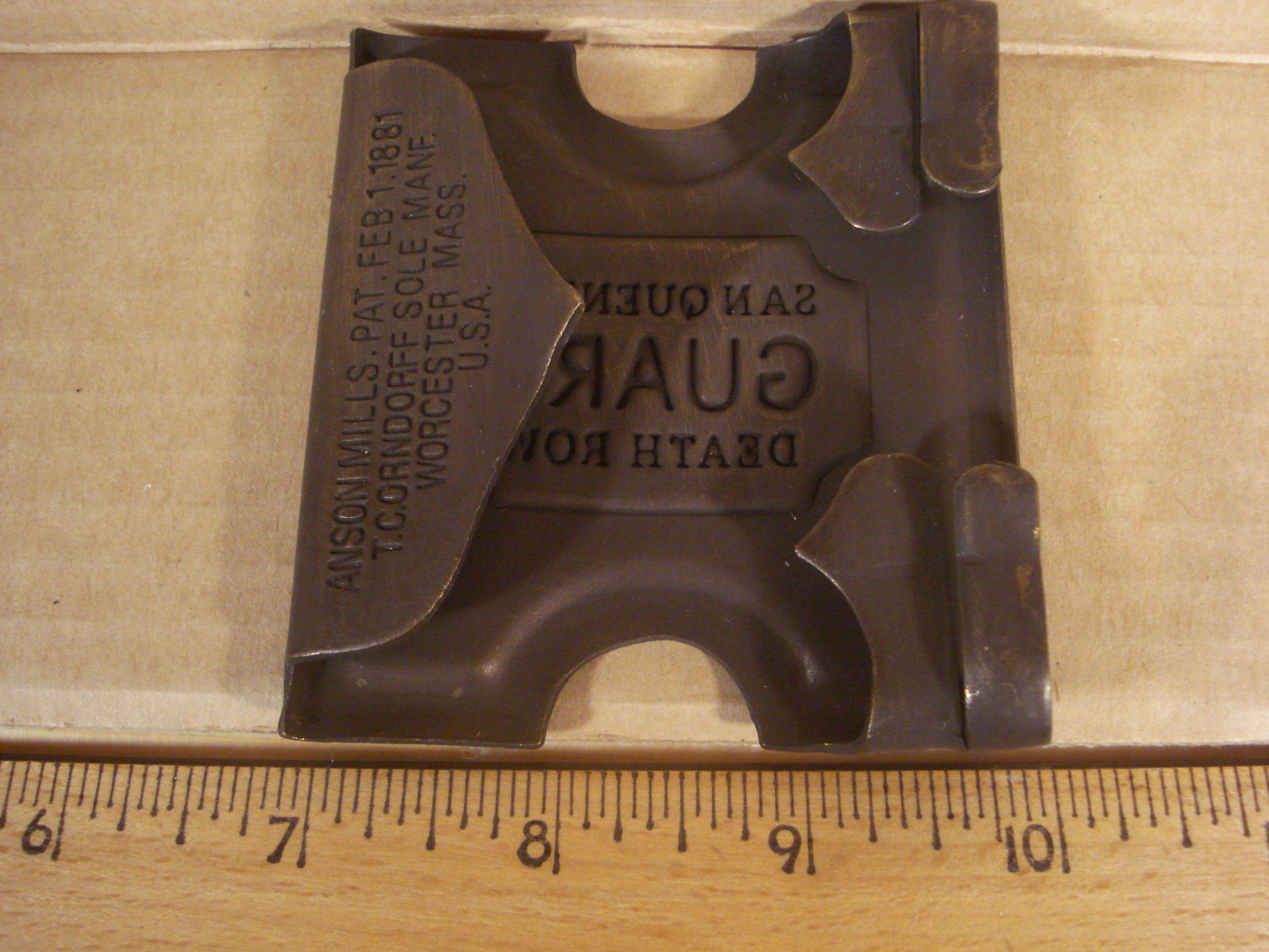 Anson Mills Belt Buckle San Quentin Guard Death Row Solid Brass