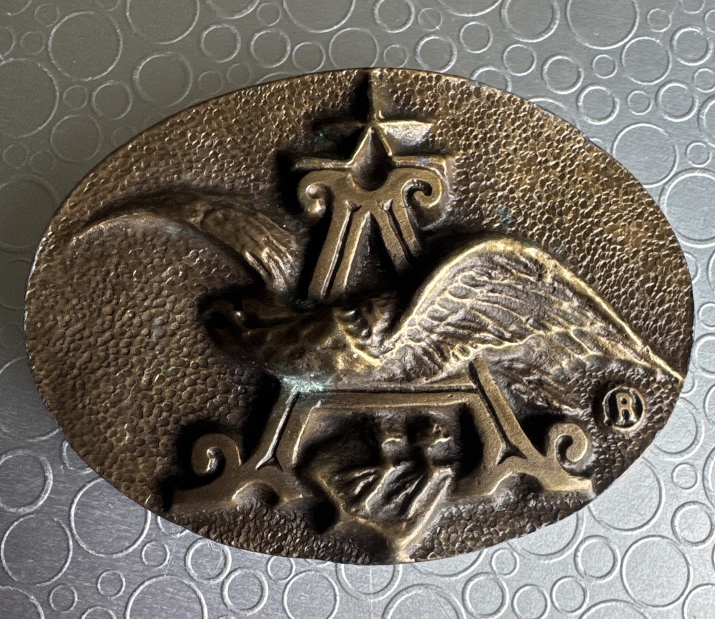 Vtg 1970s Anheuser Busch Brass Belt Buckle P-168 Budweiser Beer Eagle Cowboy Men