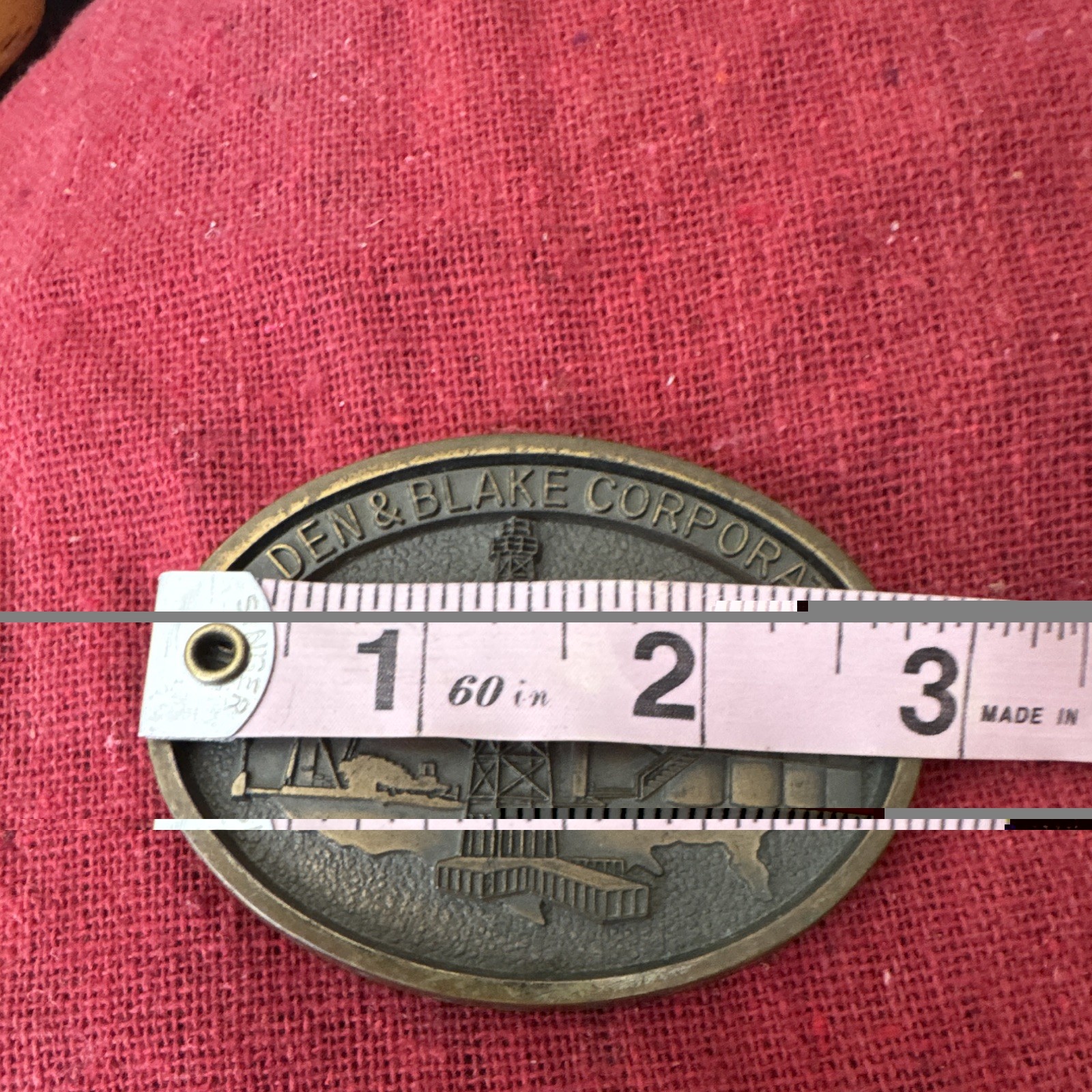 Belden & Blake Corp Oil Rig Pumpjack Oval Gold/Silver Western Belt Buckle 1.5&Prime;