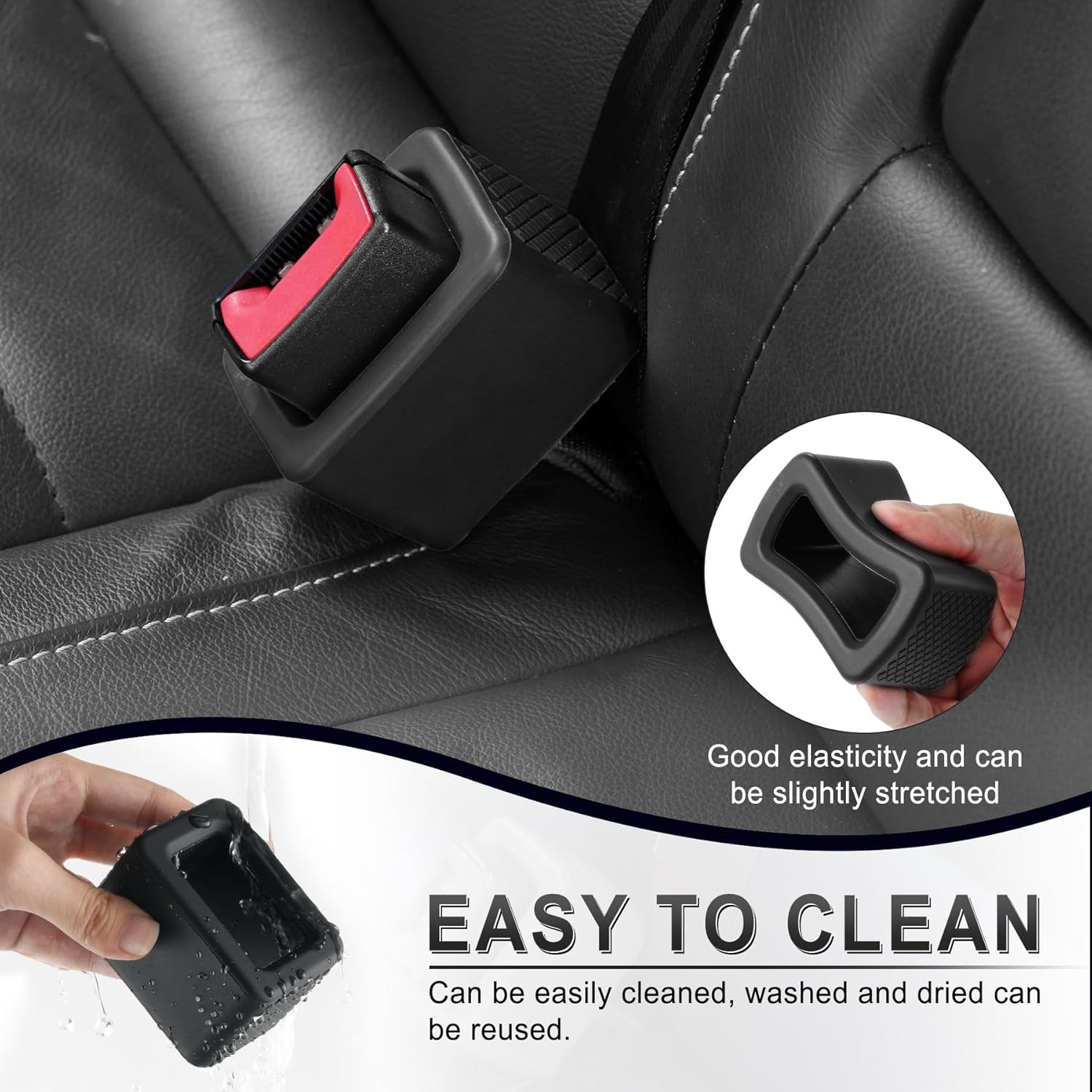 2PCS Seat Belt Buckle Holder Silicone Fixer Keeps Buckle Upright