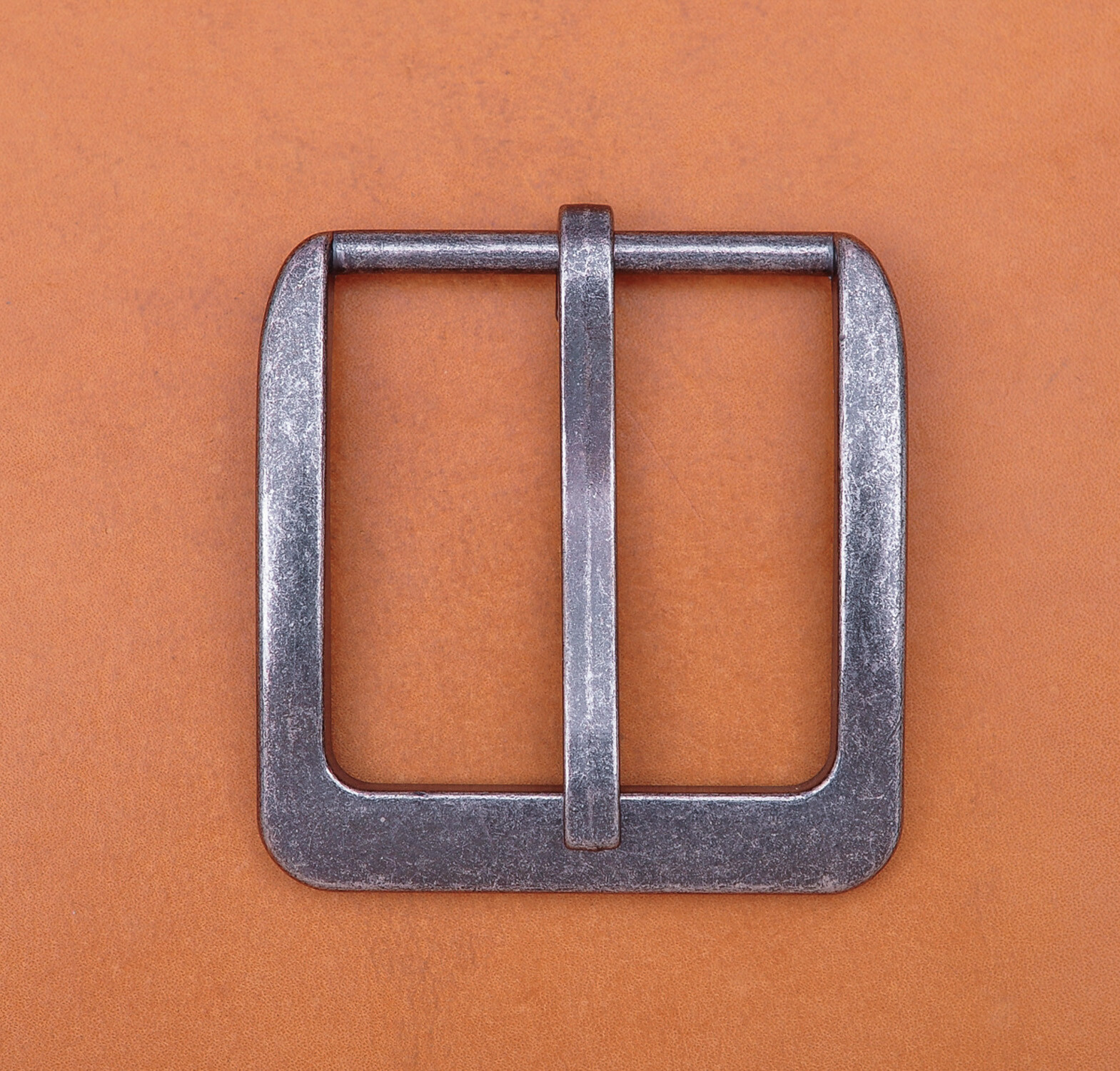 46mm Retro Silver Two-Tone Heavy Square Wide Single Prong Pin Clips Belt Buckle