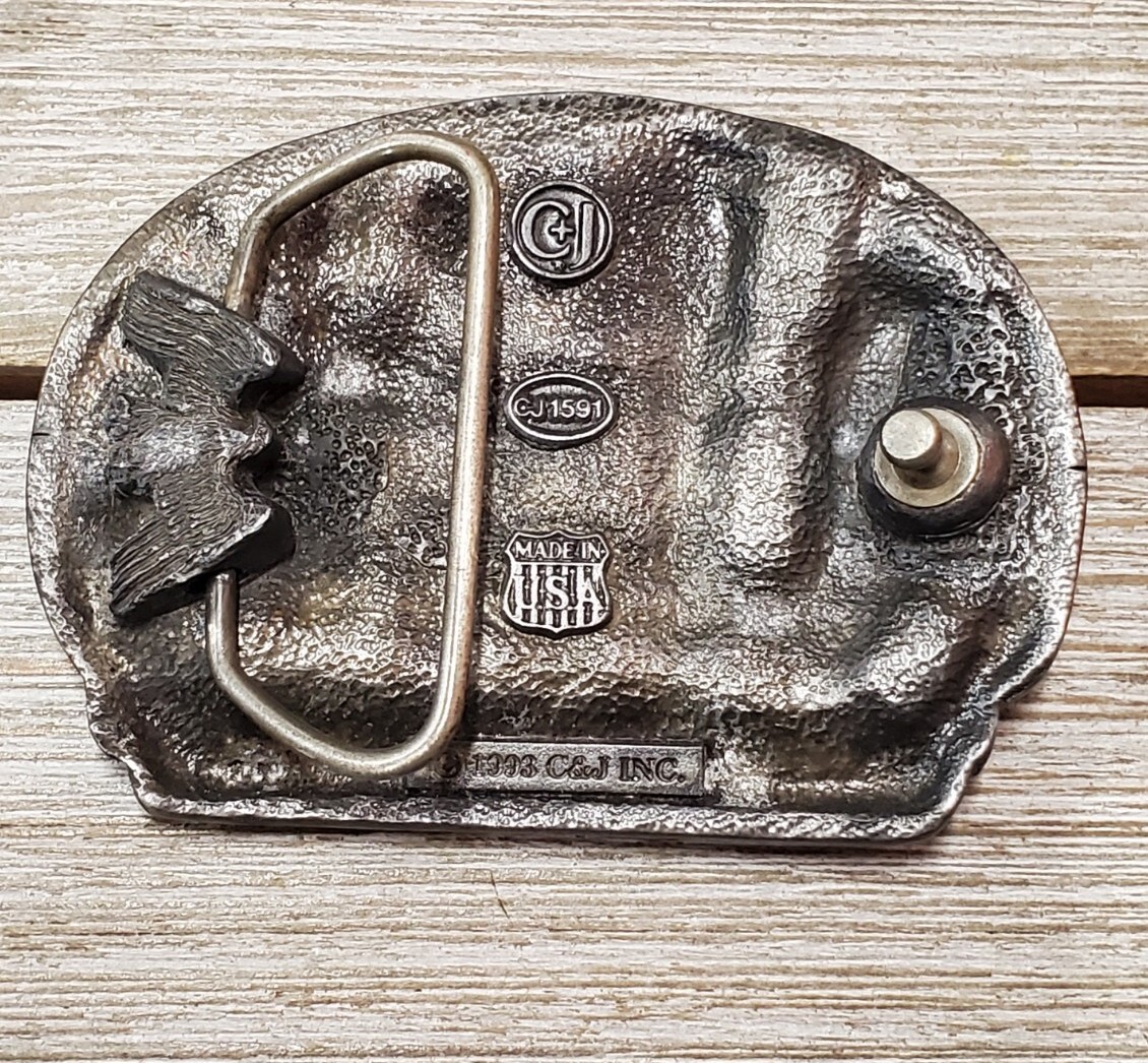 Vintage Lineman Pewter Belt Buckle