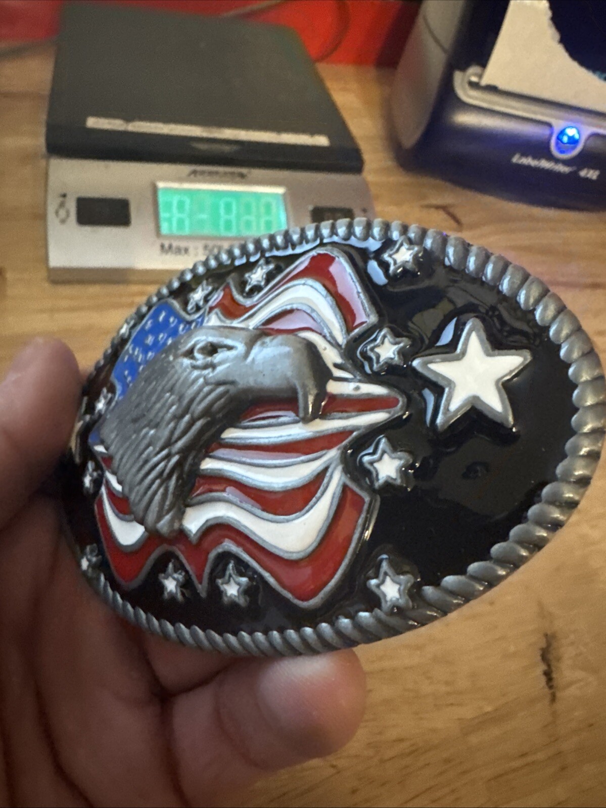 Bald Eagle Belt Buckle Cowboy Rodeo Collector Man Cave Americana Patriot HUGE