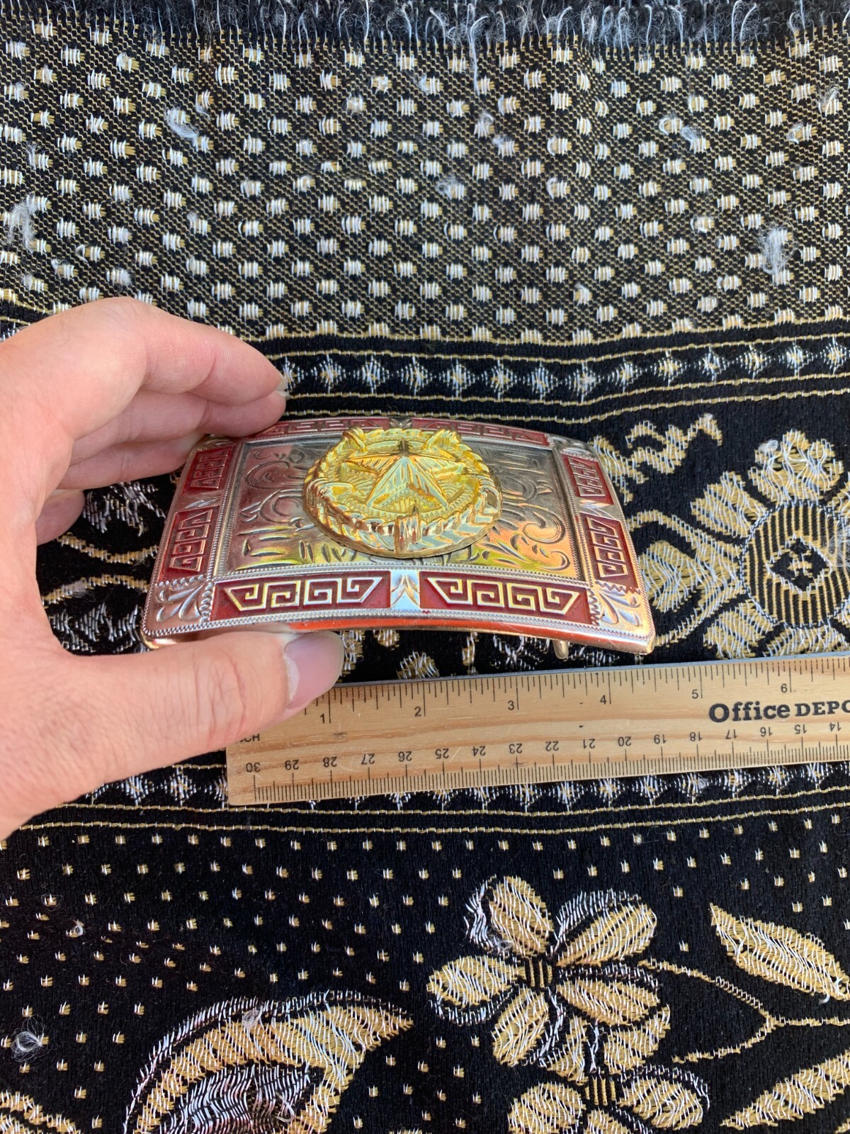 Western Buckle Gold Red Silver Texas Lone Star Cowboy 2 » Buckle Hebilla Vaquero