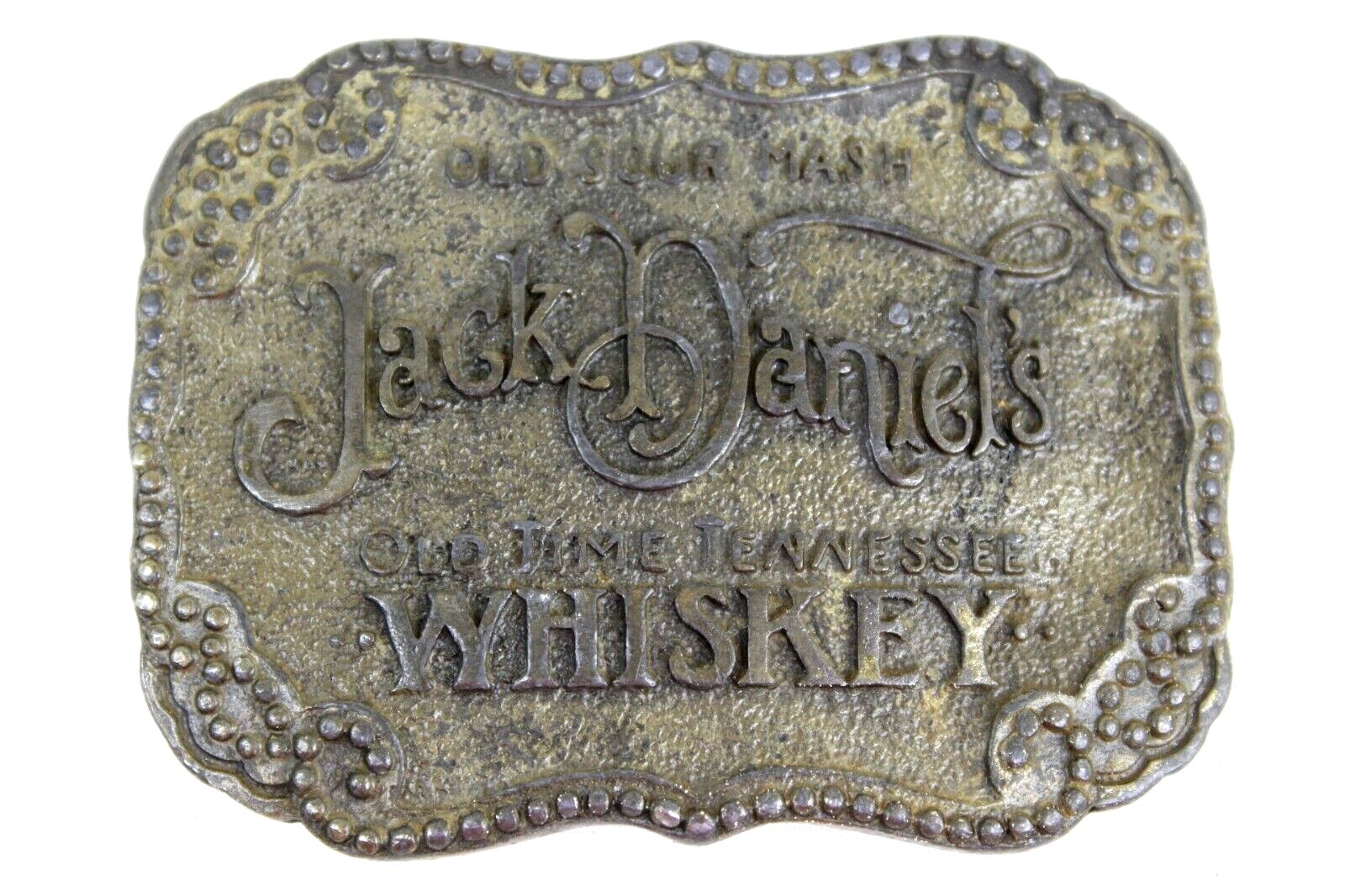 Old Sour Mash Jack Daniels Old Time Tennessee Whiskey Brass Belt Buckle