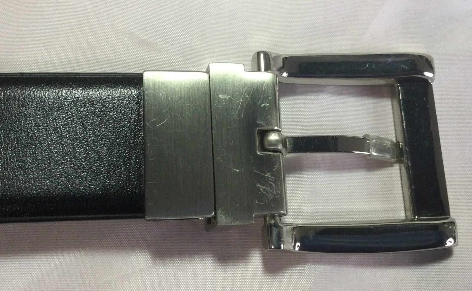 Belt & Buckle Silver Tone Reversable Black Or Brown 1&Prime; Wide Size 36 Fits 32&Prime;-38&Prime;