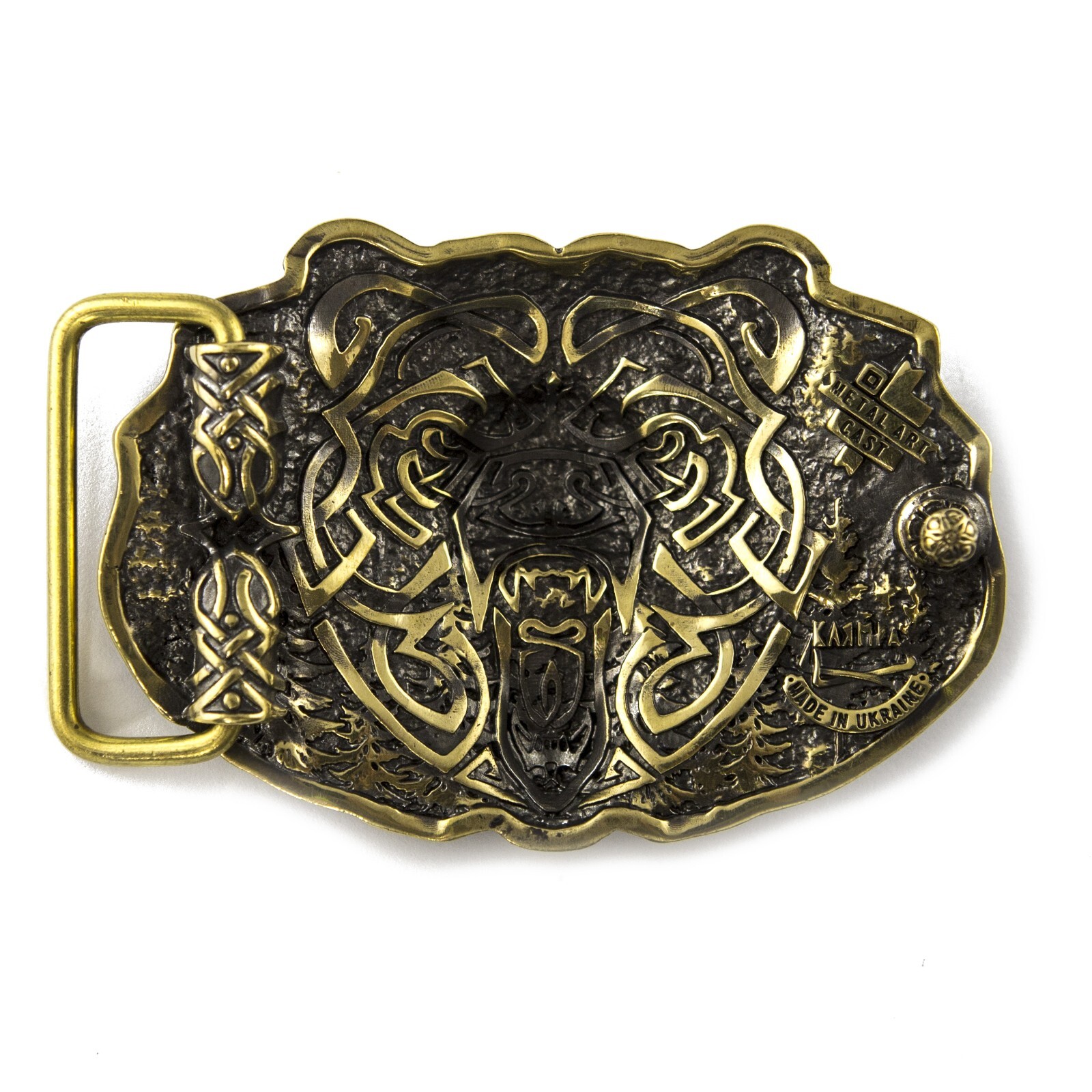 Belt buckle « Bear », Solid brass buckle, Animal belt buckle, Brown bear buckle