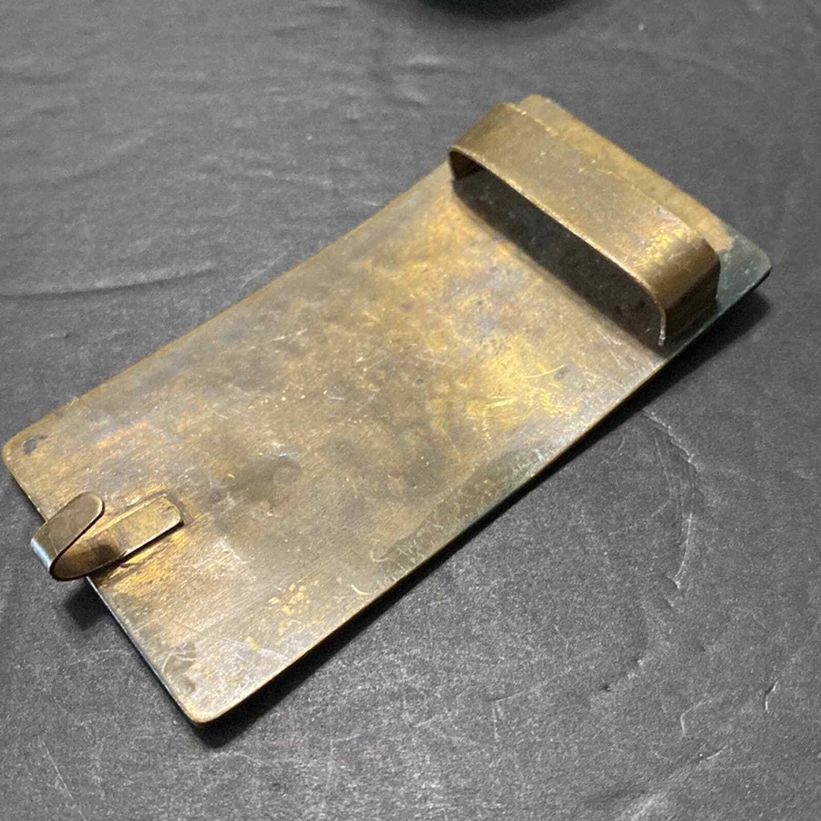 Vintage Handcrafted Artisan Brass Airline Airplane Mountains Tooled Belt Buckle