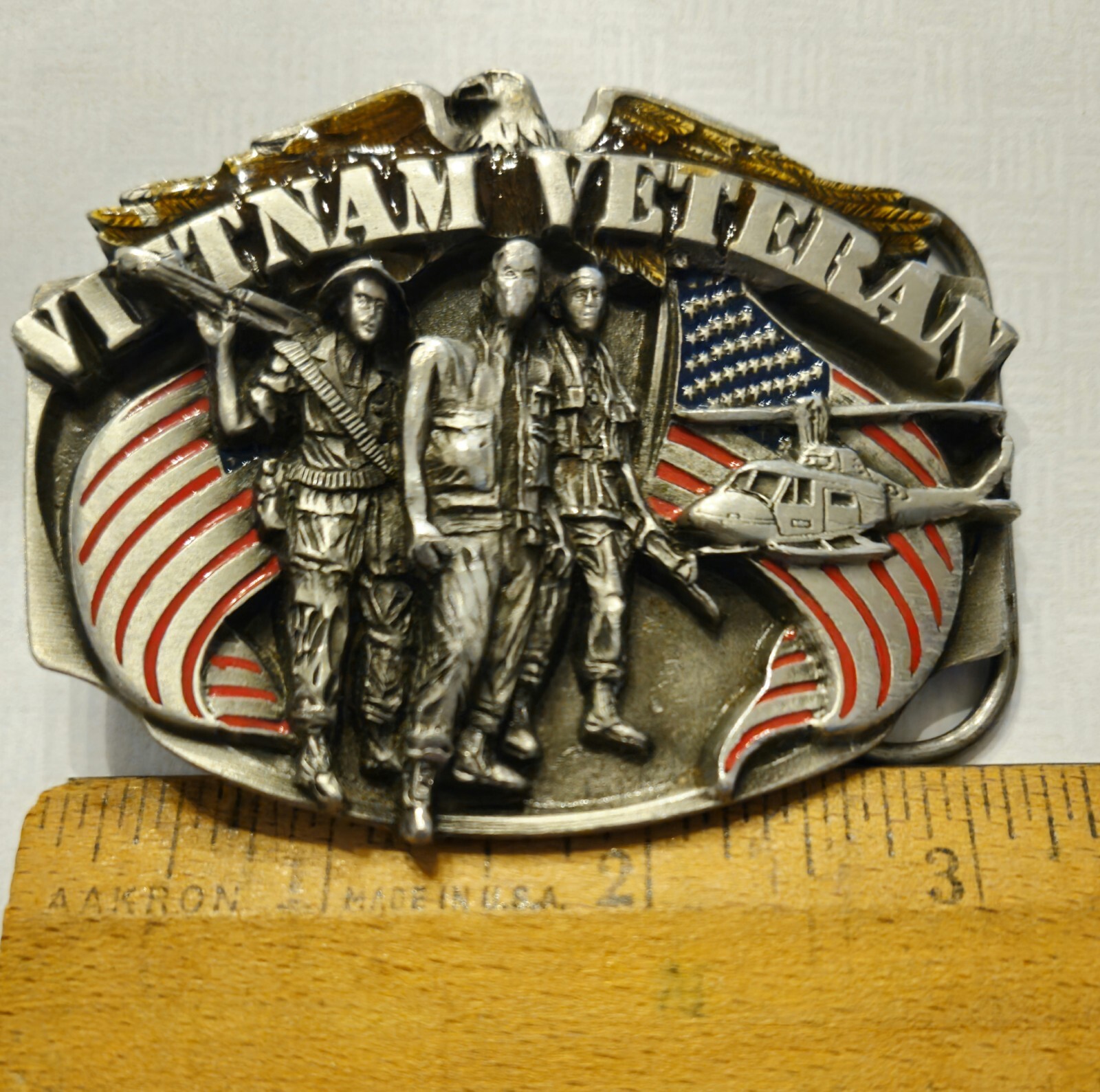 Vintage Vietnam Veteran Belt Buckle made in 1989 by Siskiyou Buckle Company