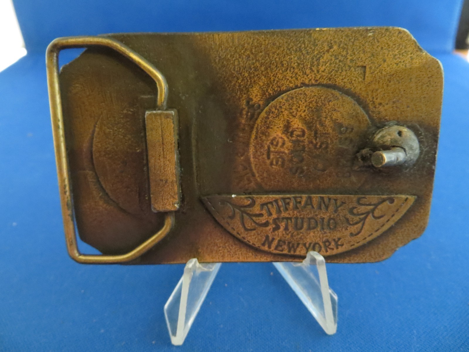 Vintage Reproduction Brass Tiffany Studio Steam Train Locomotive Belt Buckle