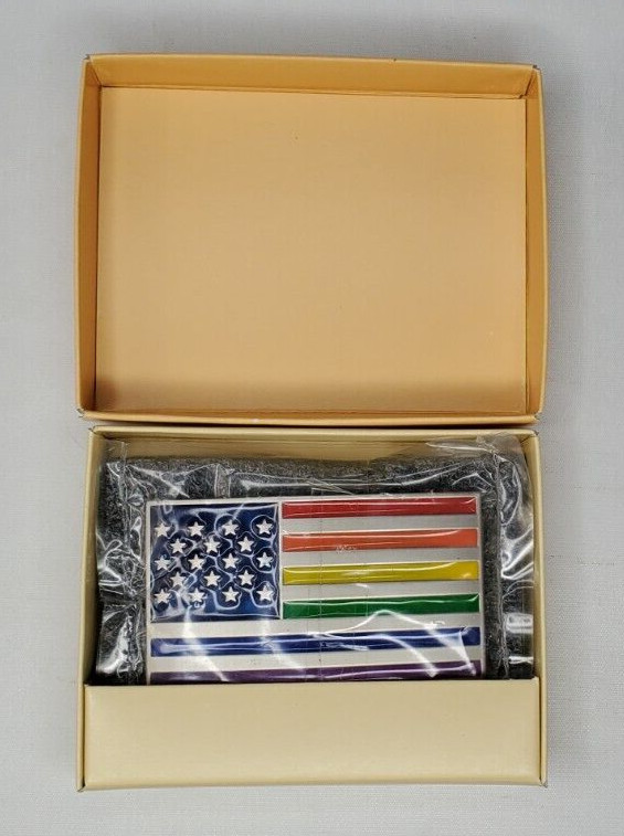 Belt Buckle Enamel Rainbow American USA Flag LBGTQ fits 1.5&Prime; belt