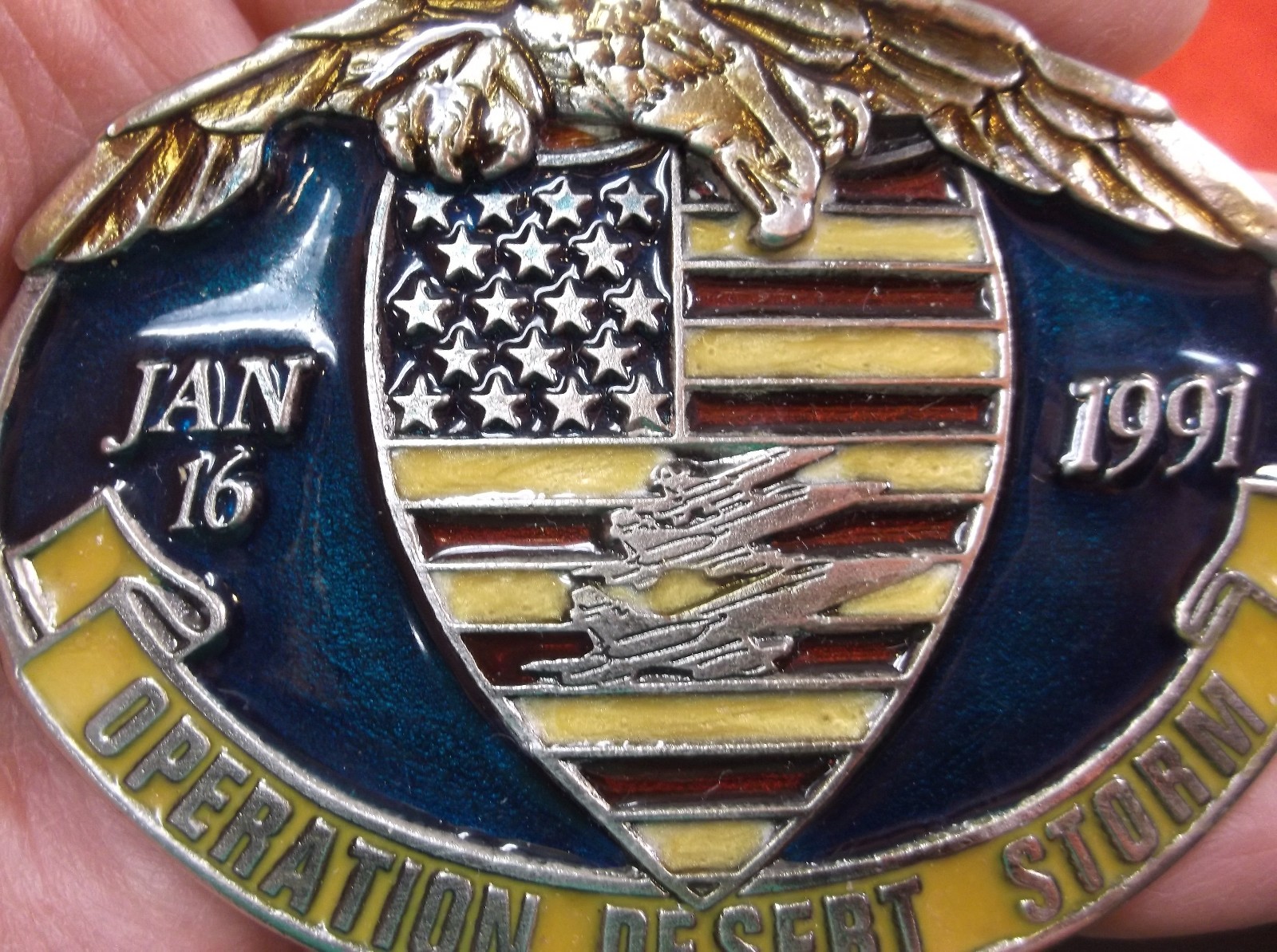 EXCELLENT MENS LIMITED EDITION #2413 BELT BUCKLE « OPERATION DESERT STORM » U.S.A.