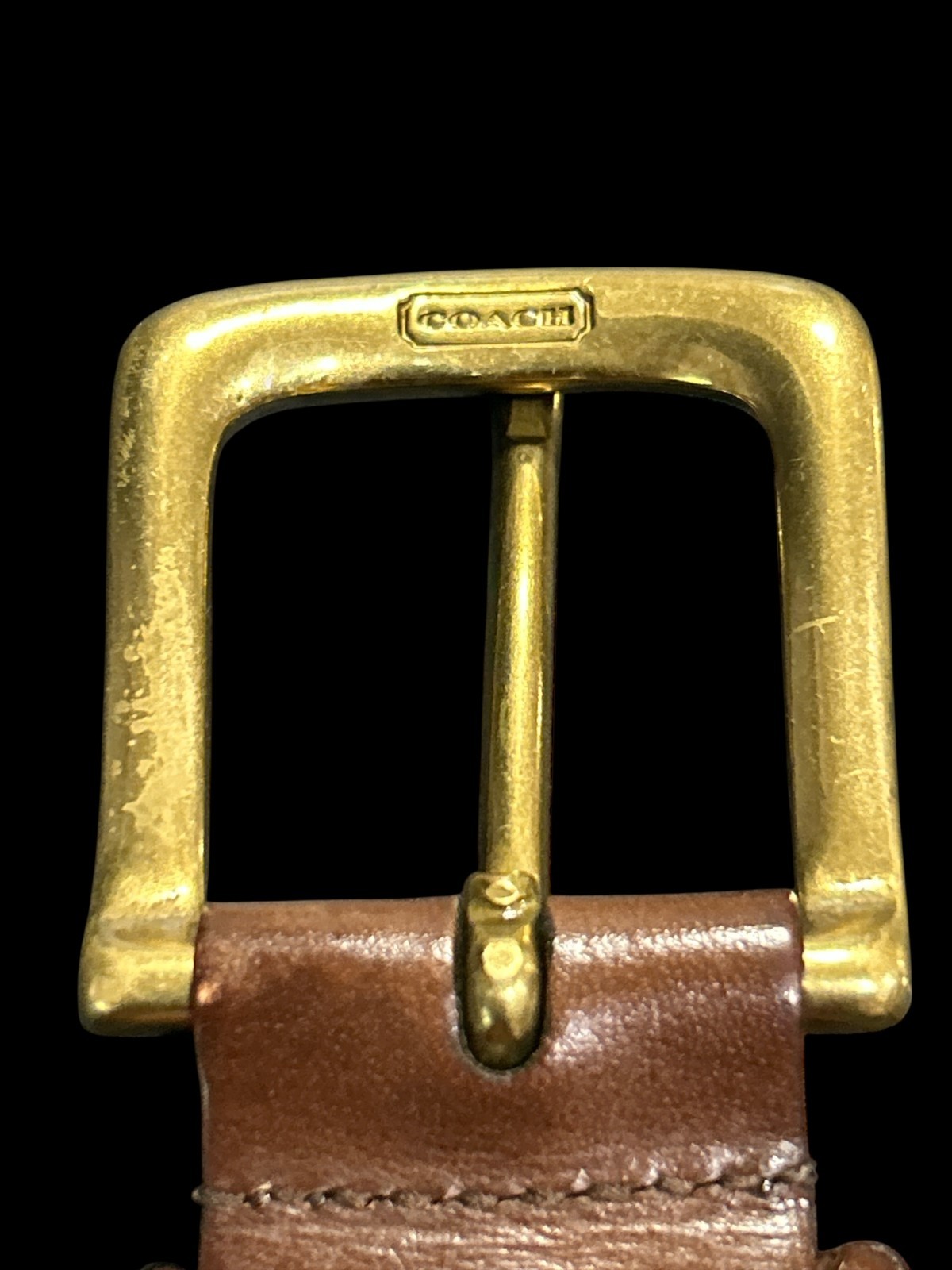 Coach brass D shape buckle brown braided leather belts 42&Prime; adjustable