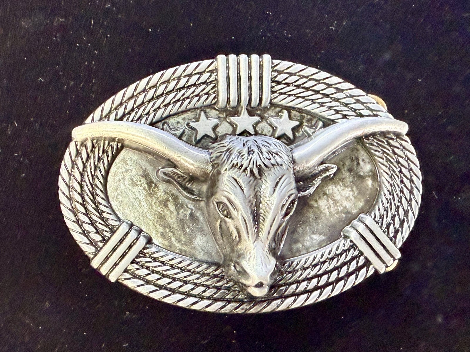 Texas Longhorn Cow Bull Head Steer Rope Border Rodeo Cowboy Belt Buckle