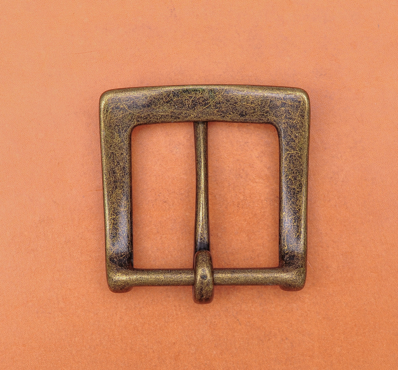 40mm Retro Brass Two-tone Heavy Square Single Metal Prong Pin Clips Belt Buckle