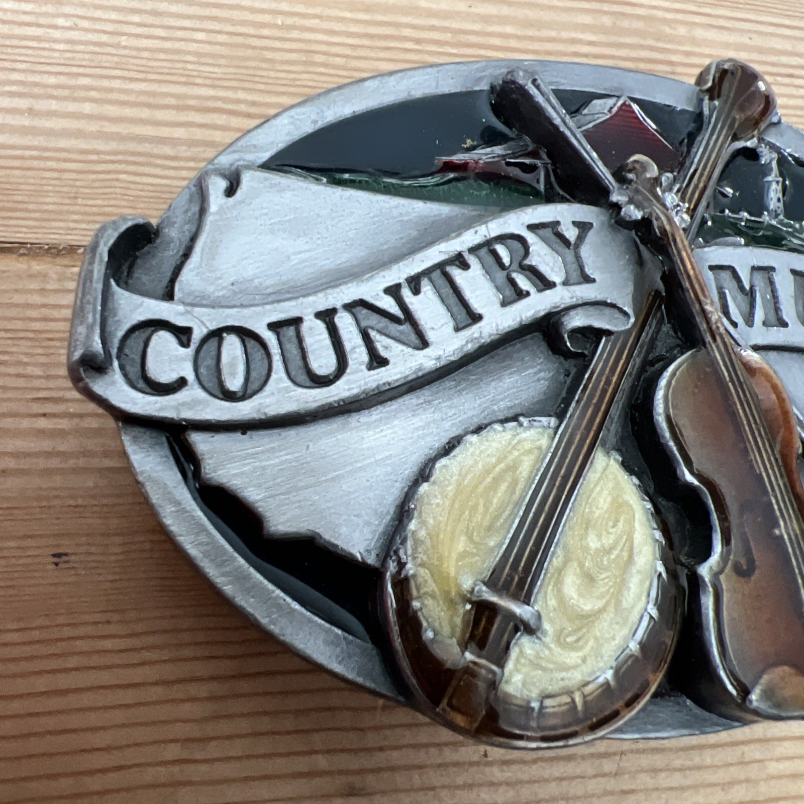 VTG Siskiyou Country Music Western Cowboy Cowgirl Musician Metal Belt Buckle