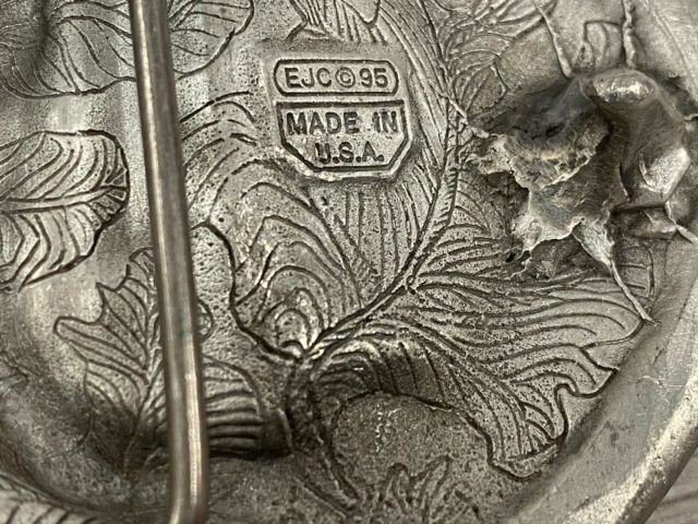 Vintage 1970s Solid Pewter Design Cowboy Cowgirl Western Boots Belt Buckle USA