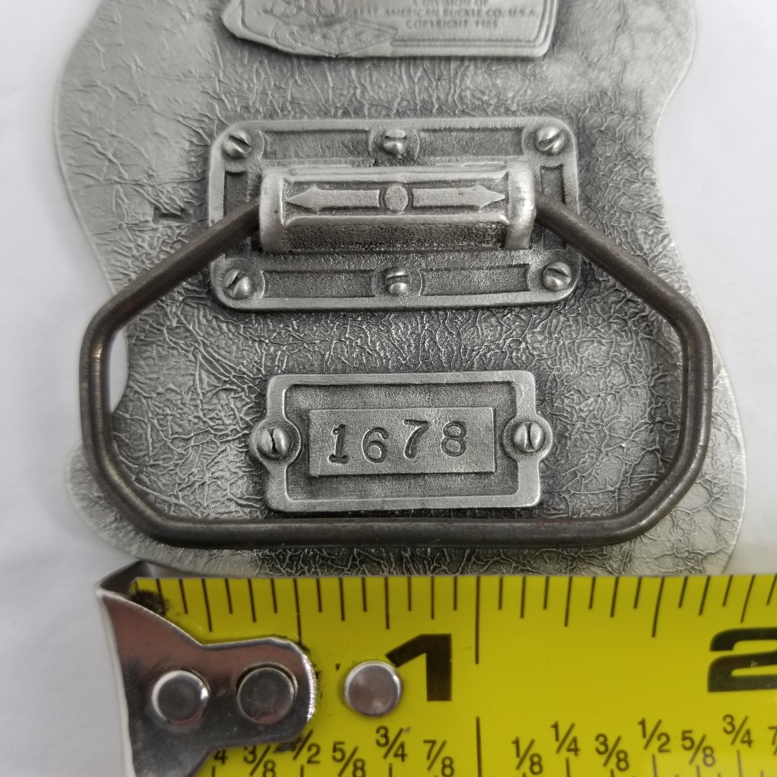 Mexican Flag Belt Buckle, Enamel Pewter, 3-1/4&Prime; x 2-1/4&Prime;, Buckle Bakery, New
