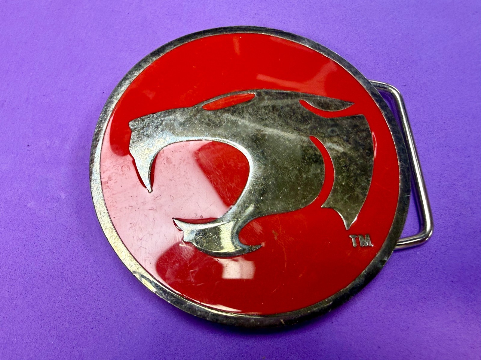 Thundercats Logo Red Silver Enamel Belt Buckle Warner Bros. Inc and Ted Wolf
