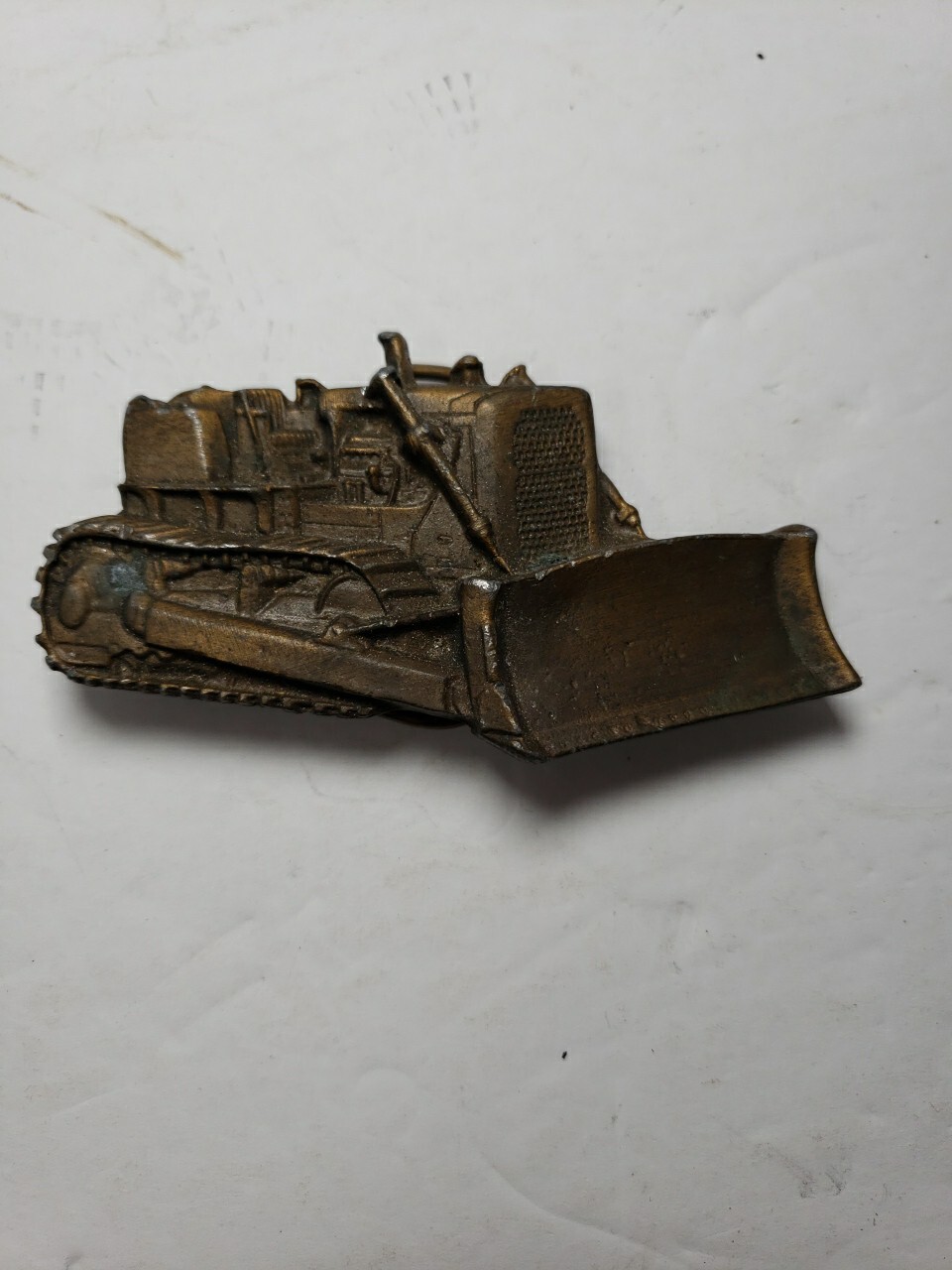 Vintage 70s Belt Buckle, Bulldozer, Made In USA