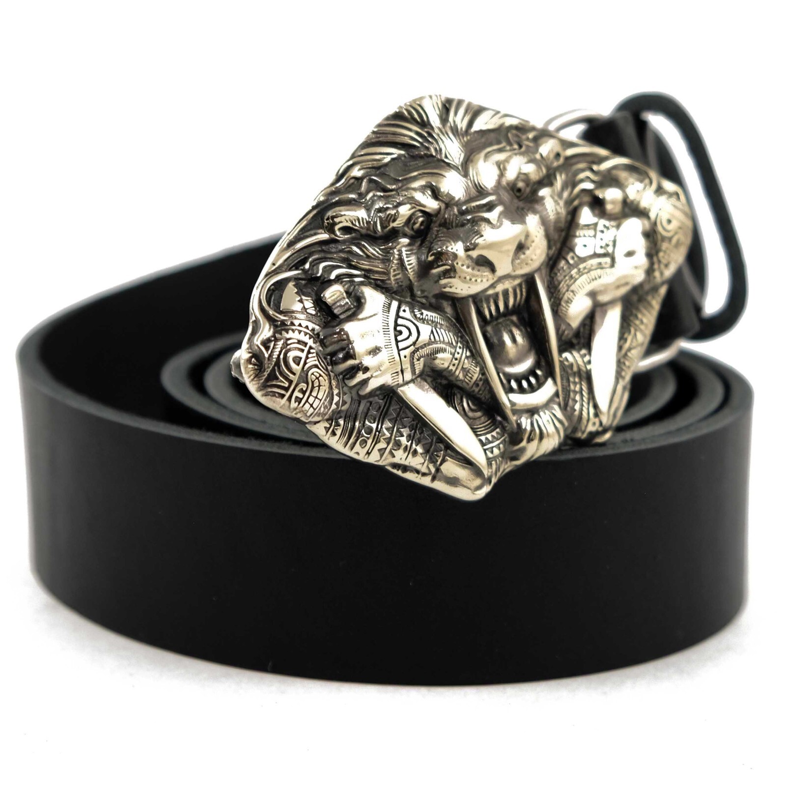 German silver belt buckle Steel fangs, Saber toothed cat buckle, tiger buckle