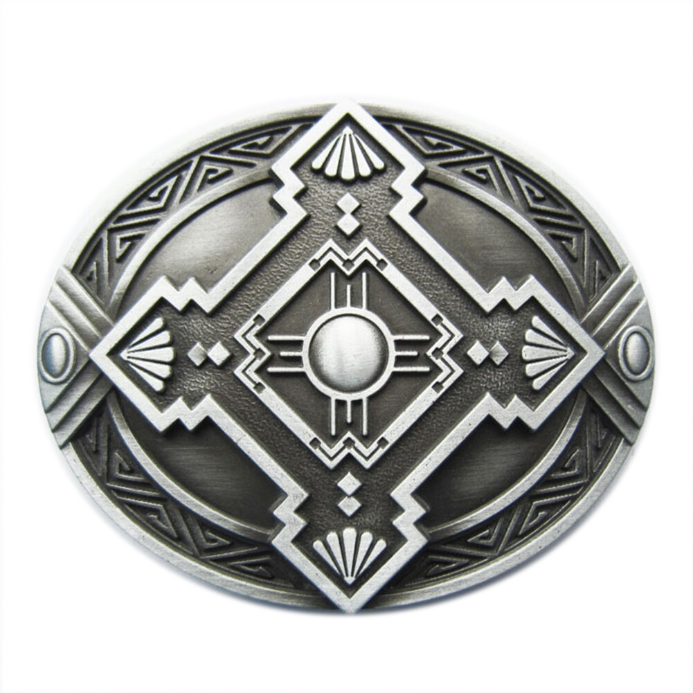 Oval Cross Celtic Knot Southwest Metal Belt Buckle