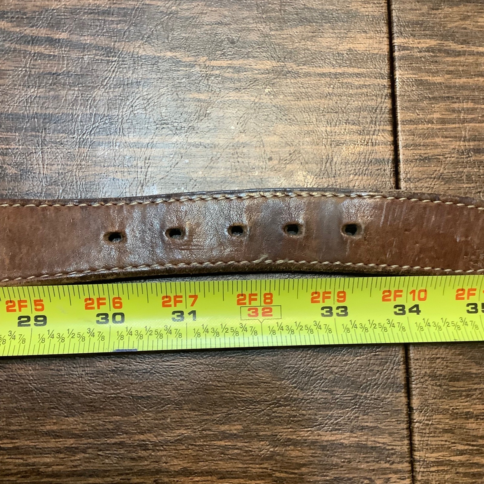 Gap Braided Leather Belt Brown Woven Solid Brass Buckle Men Small Vintage Style