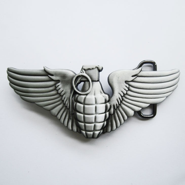 Grenade with Wings Belt Buckle