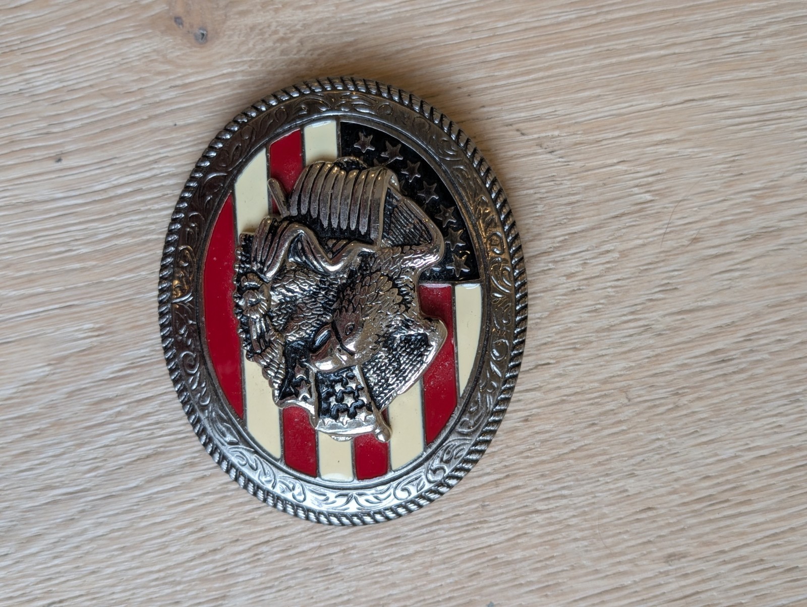 Belt Buckle American Flag Eagle Red White Blue Military Patriotic