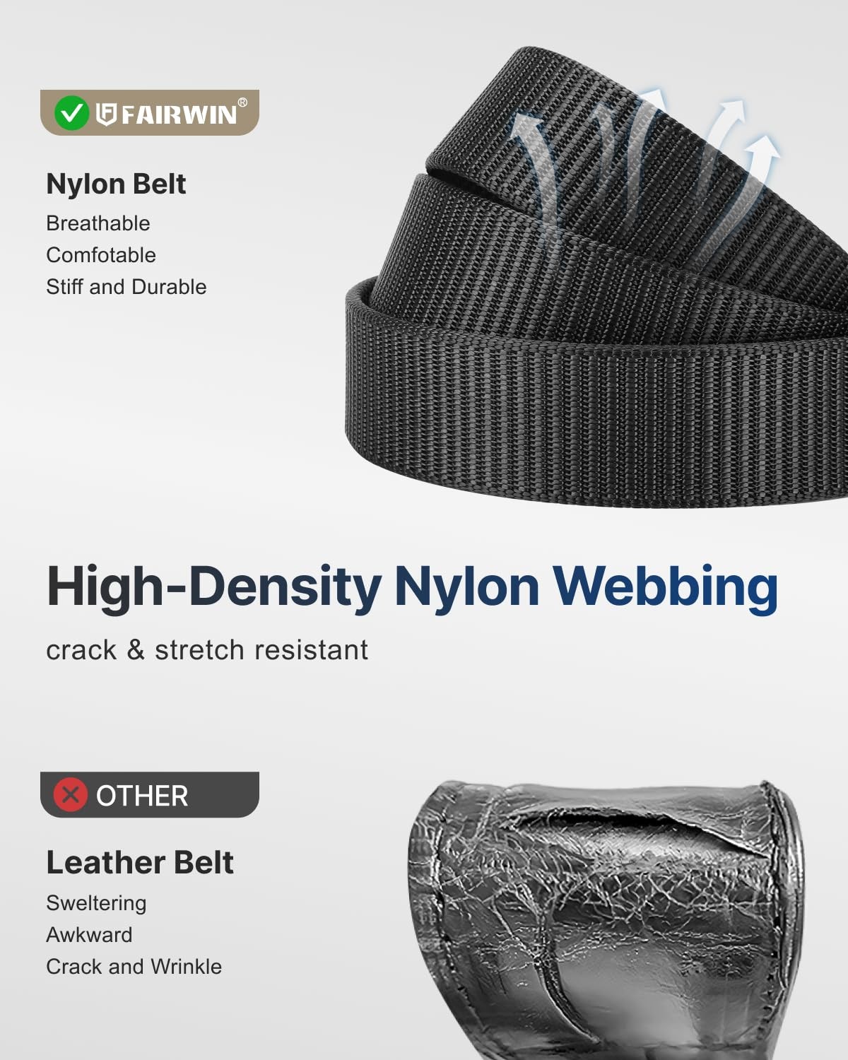 FAIRWIN Ratchet Belts for Men – Nylon Web Belt S(32&Prime;-38&Prime;waist), Frosted