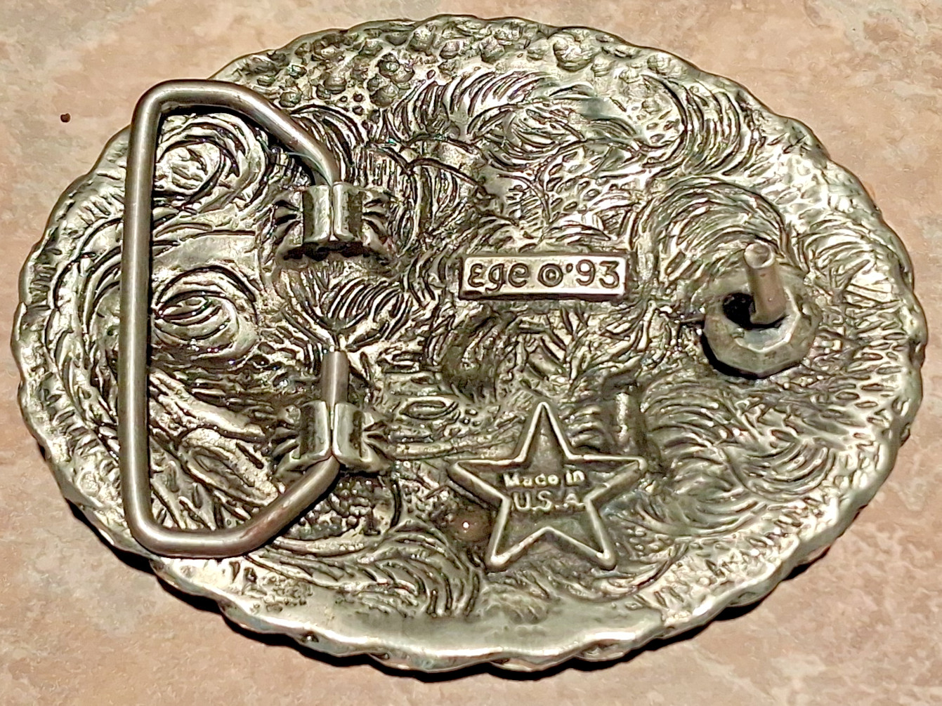 Vintage EGE Metal Western Rodeo Belt Buckle 1992 Made In USA