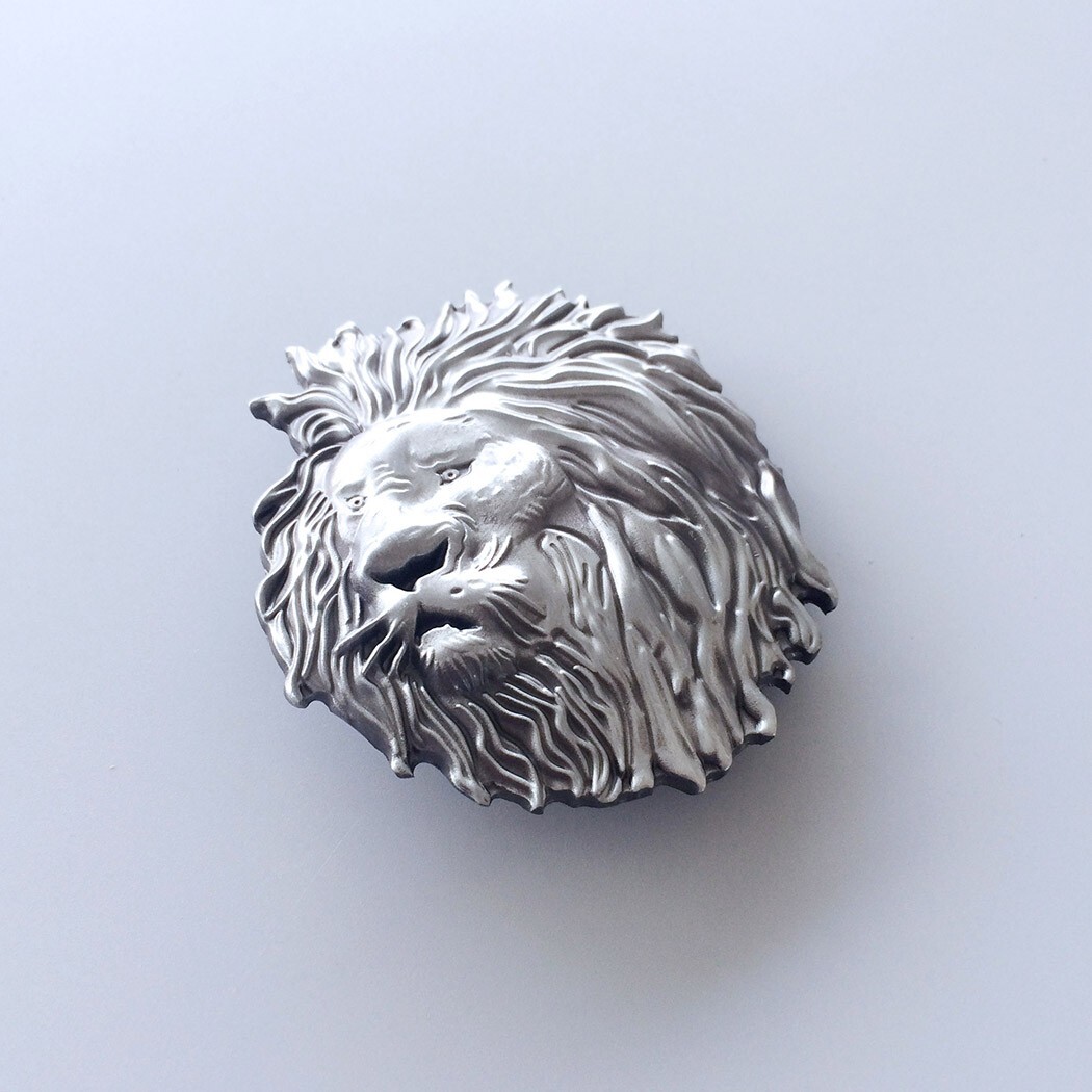 Vintage Lion Head Animal Wildlife Western Belt Buckle Gurtelschnalle