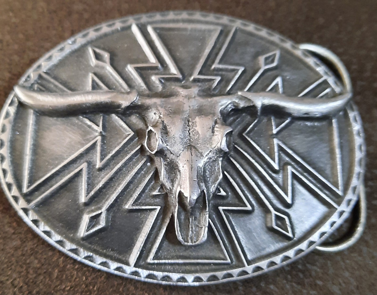 1990&rsquo;s Belt Buckle Buffalo Skull/Head Silverstone 3.5&Prime;×2 5/8&Prime;