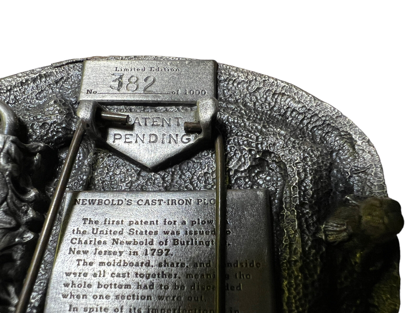 Vtg 1985 Nasco Newbold&rsquo;s Cast Iron Plow Growing Of America Belt Buckle Numbered