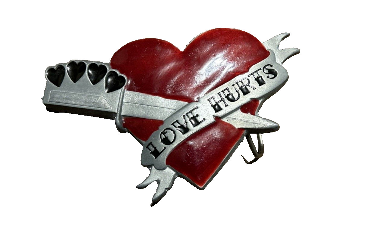 Love Hurts Sailor Jerry Dagger Heart Tattoo Belt Buckle