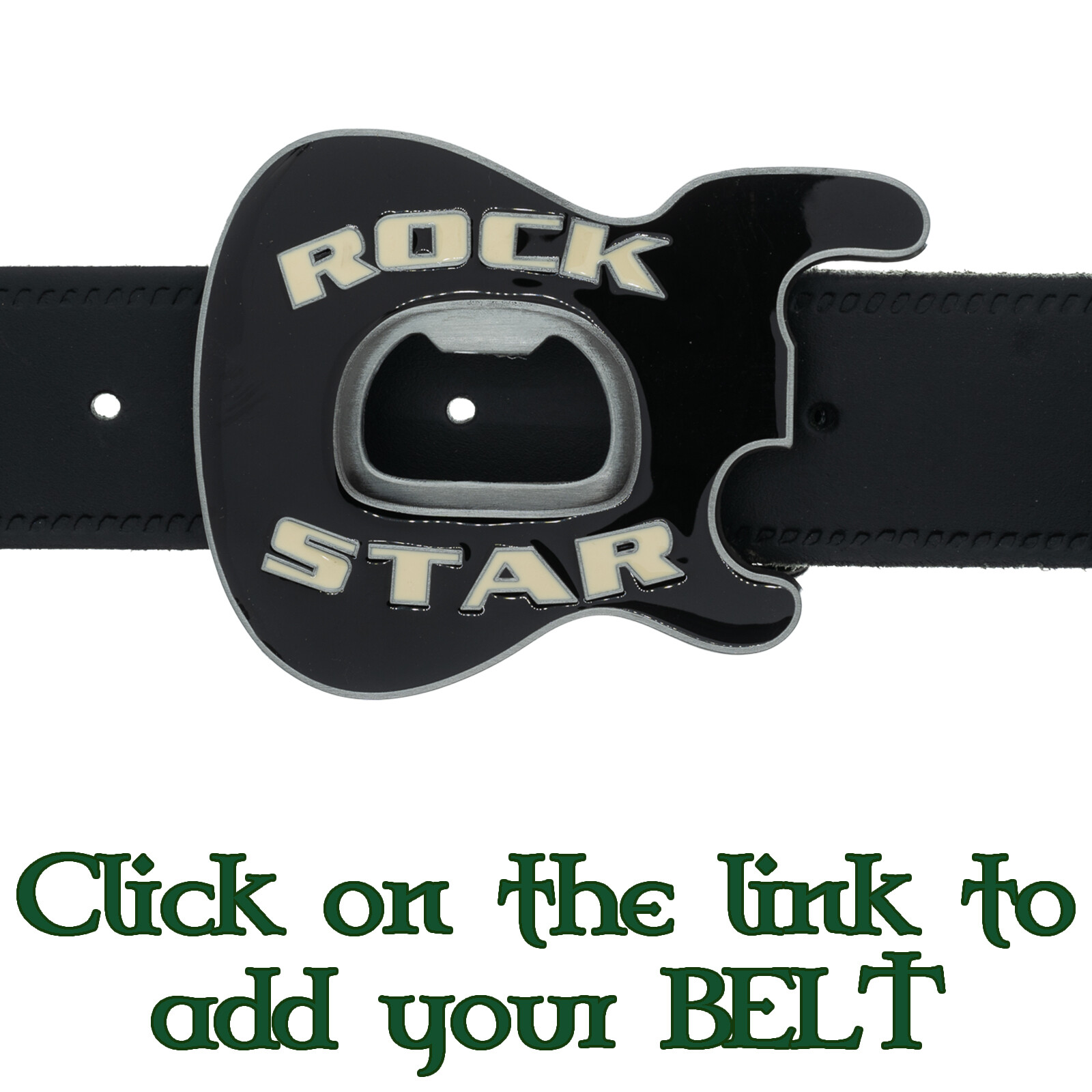 Rock Star Guitar Belt Buckle Biker Rock Musician Music Chrome Metal