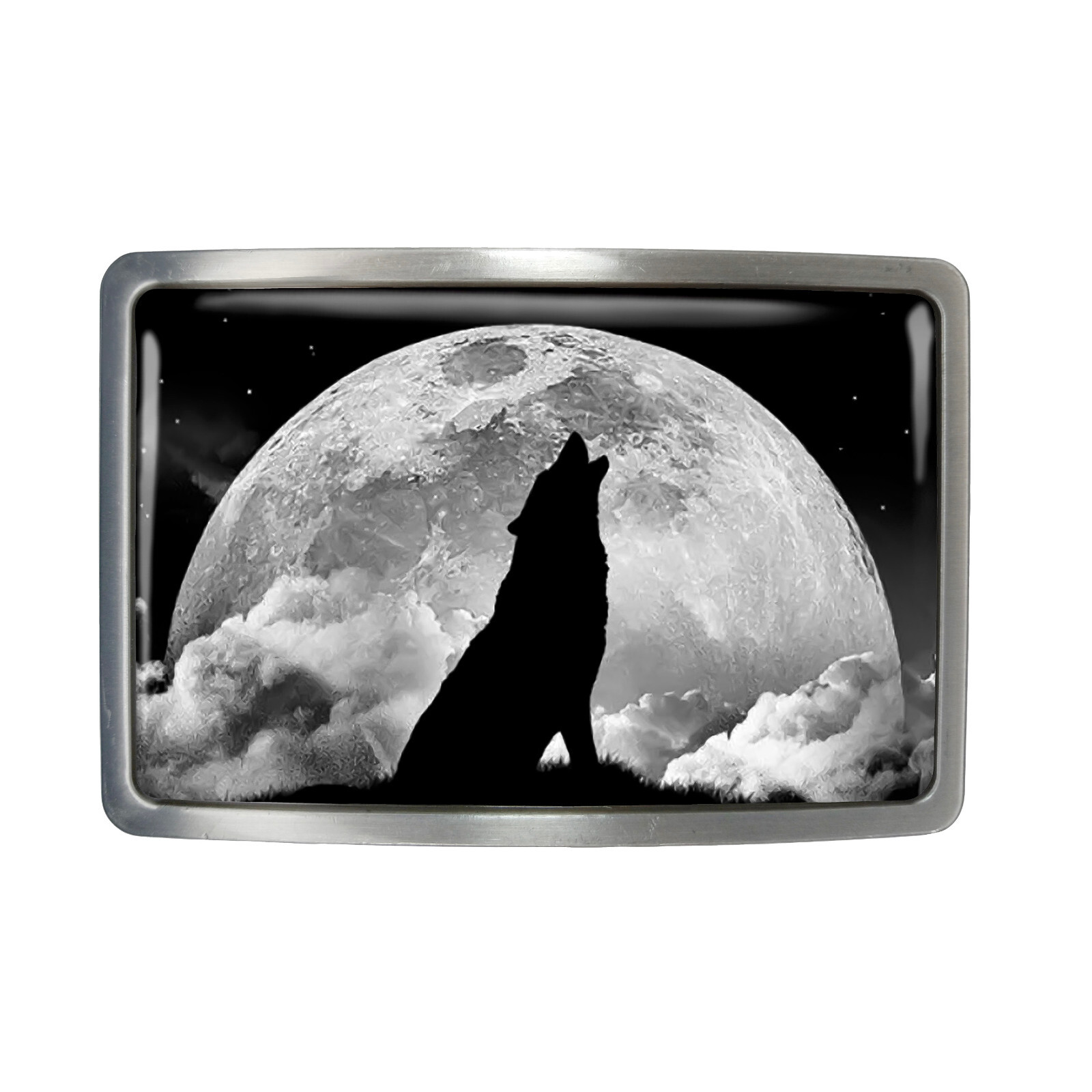 Wolf Belt Buckle – Full Moon Animal Spirit Rectangle Belt Buckle – 942