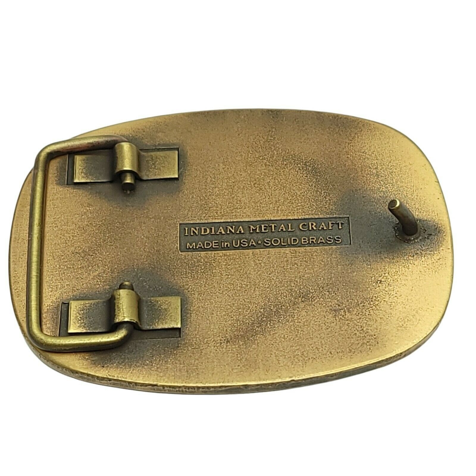 Solid Brass Belt Buckle Western Mining Electrical 1983 Indiana Metal Craft USA