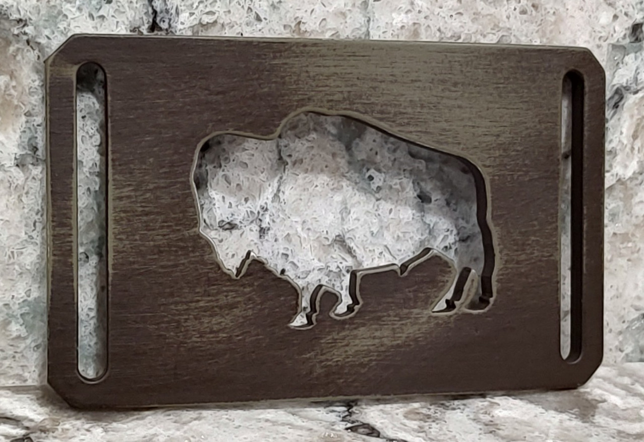 GRIP6 BELT BUCKLE – BISON / AMERICAN BUFFALO – RUSTIC HAND PAINT – 1.5 INCH WIDE