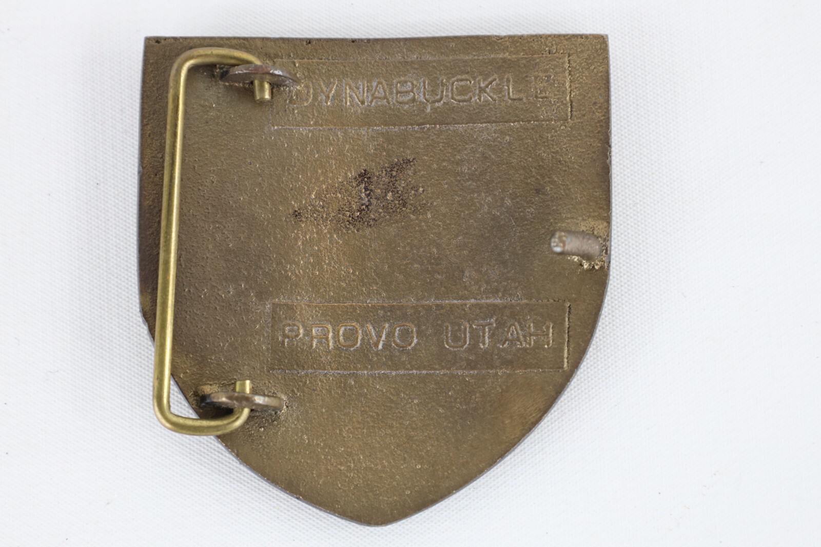 Vintage 70s Skyr Skiing Spell Out Dynabuckle Provo Utah Brass Belt Buckle Gold