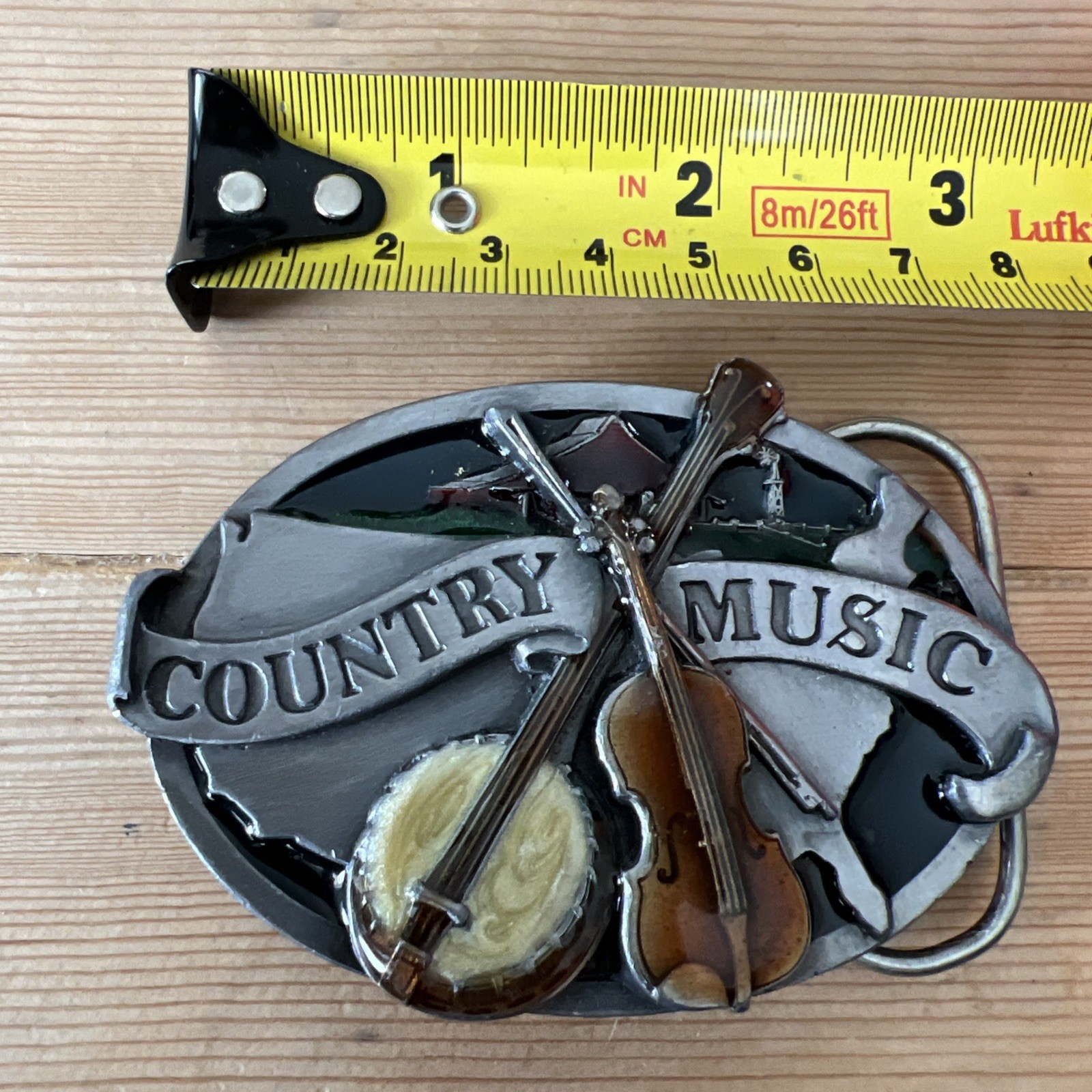 VTG Siskiyou Country Music Western Cowboy Cowgirl Musician Metal Belt Buckle