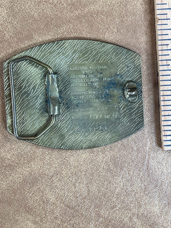 1982 Kansas&rsquo; Biggest Rodeo Phillipsburg Kansas Brass Belt Buckle Sample