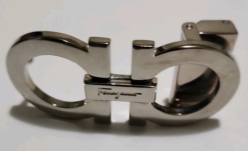 AUTH. SALVATORE FERRAGAMO SILVER GANCINI BELT BUCKLE FOR 1.3&Prime; WIDE BELT STRAP